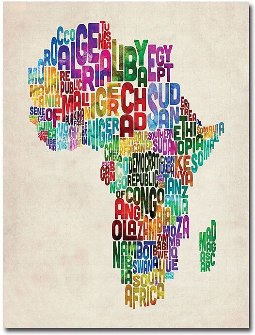 Trademark Global Michael Tompsett "Africa Text Map" Canvas Art, 47" x 35"