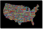Trademark Global Michael Tompsett "US Cities Text Map II" Canvas Art, 16" x 24"