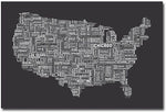 Trademark Global Michael Tompsett "US Cities Text Map III" Canvas Art, 30" x 47"
