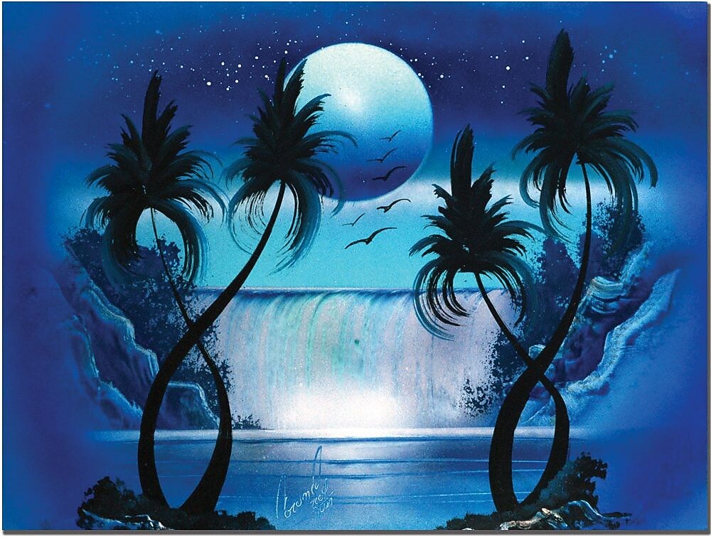 Trademark Global Conrad "Moon Over the Waterfall I" Canvas Art, 18" x 24"