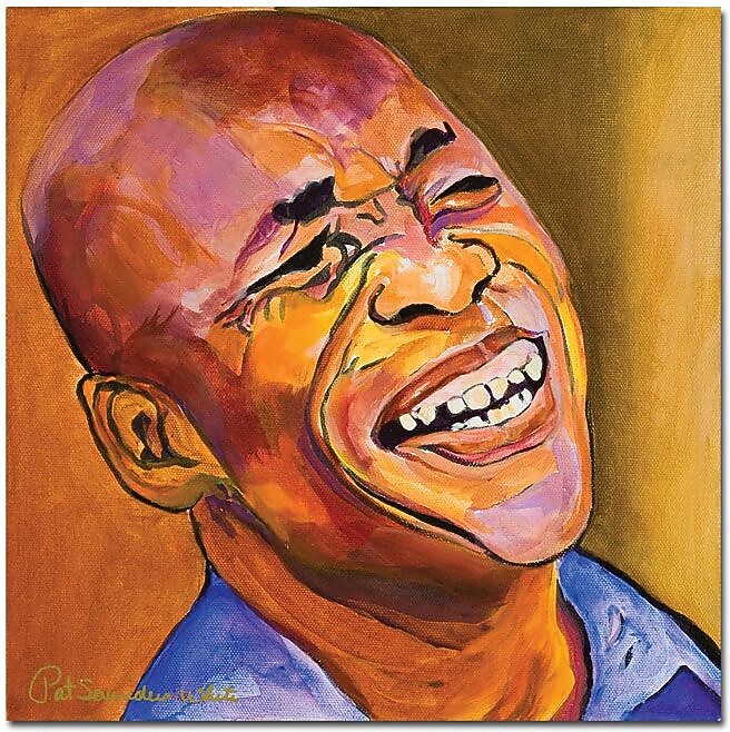 Trademark Global Pat Saunders White "Jazz Man" Canvas Art, 18" x 18"