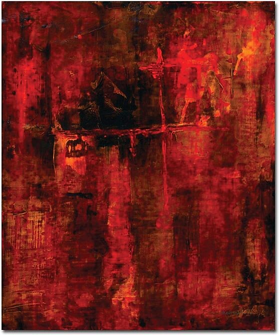 Trademark Global Pat Saunders White "Red Odessy" Canvas Art, 32" x 26"