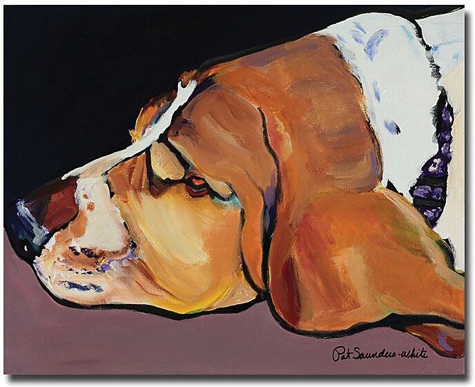 Trademark Global Pat Saunders White "Farley" Canvas Art, 26" x 32"