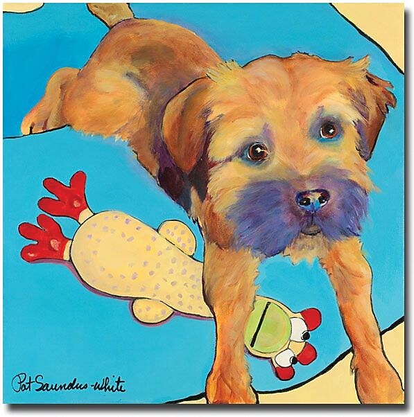 Trademark Global Pat Saunders White "Favorite Toy" Canvas Art, 18" x 18"