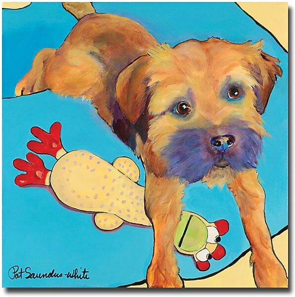 Trademark Global Pat Saunders White "Favorite Toy" Canvas Art, 35" x 35"