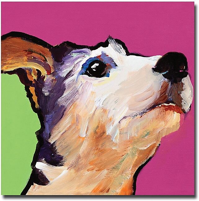Trademark Global Pat Saunders White "Ollie" Canvas Art, 18" x 18"