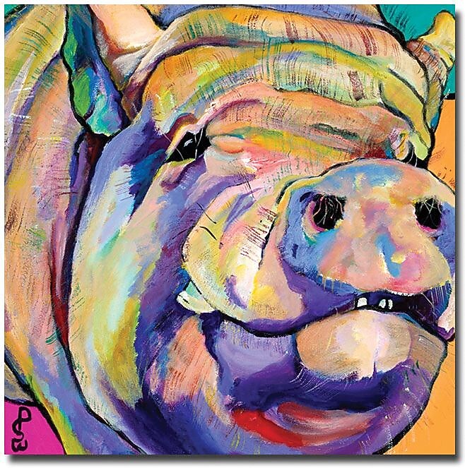 Trademark Global Pat Saunders White "Potbelly" Canvas Art, 18" x 18"