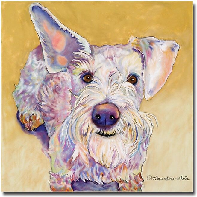 Trademark Global Pat Saunders White "Scooter" Canvas Art, 18" x 18"