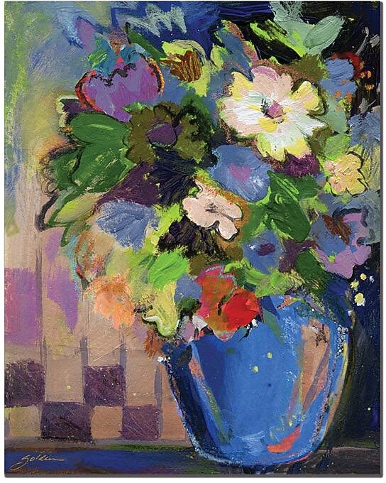 Trademark Global Sheila Golden "Cobalt Vase with Purple" Canvas Art, 32" x 26"