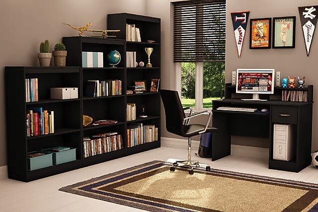 South Shore Axess 41"W Office Desk with Keyboard Tray and Drawer, Pure Black (7270076)
