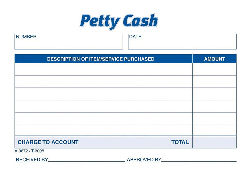TOPS 1-Part Petty Cash, 5" x 3.5", 50 Sets/Book (3008)