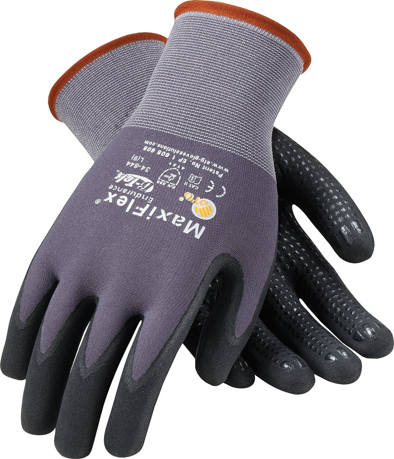 MaxiFlex Endurance Seamless Knit Nylon Glove, Nitrile Coated, Gray/Black, Medium, 12 Pairs (34-844/M)