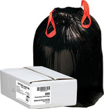 Berry Global Draw 'N Tie 30 Gallon Industrial Trash Bag, 30.5" x 34", Low Density, 1.2mil, Black, 200 Bags/Box (1DT200)