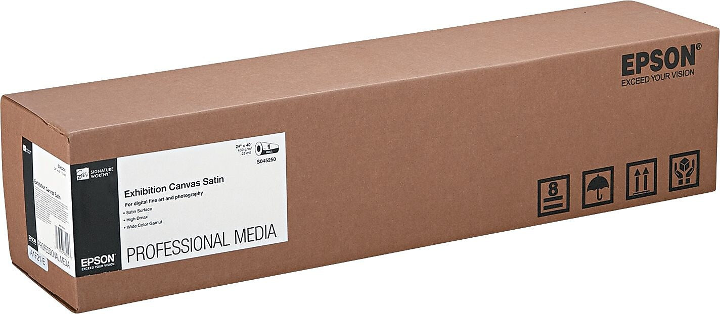Epson Professional Exhibition Wide Format Canvas Paper, 24" x 40', Satin Finish (EPSS045250)