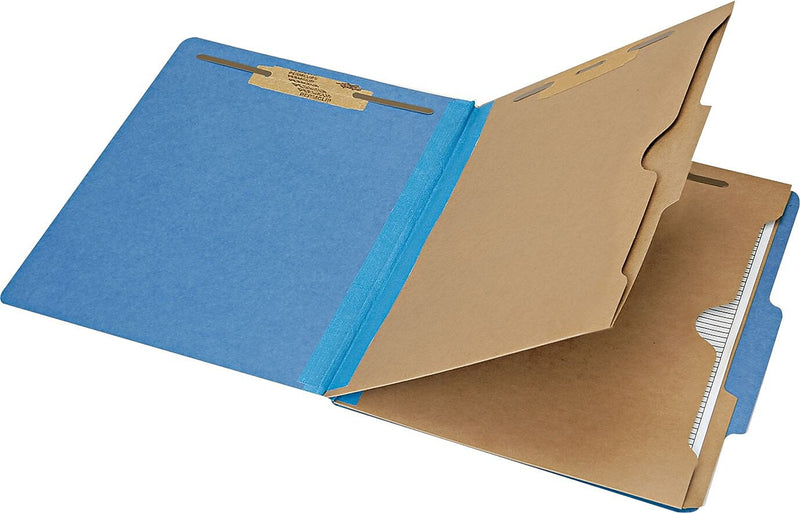 AbilityOne SKILCRAFT Pressboard Classification Folder, 2-Dividers, Letter Size, Dark Blue, 10/Box (NSN6006971)
