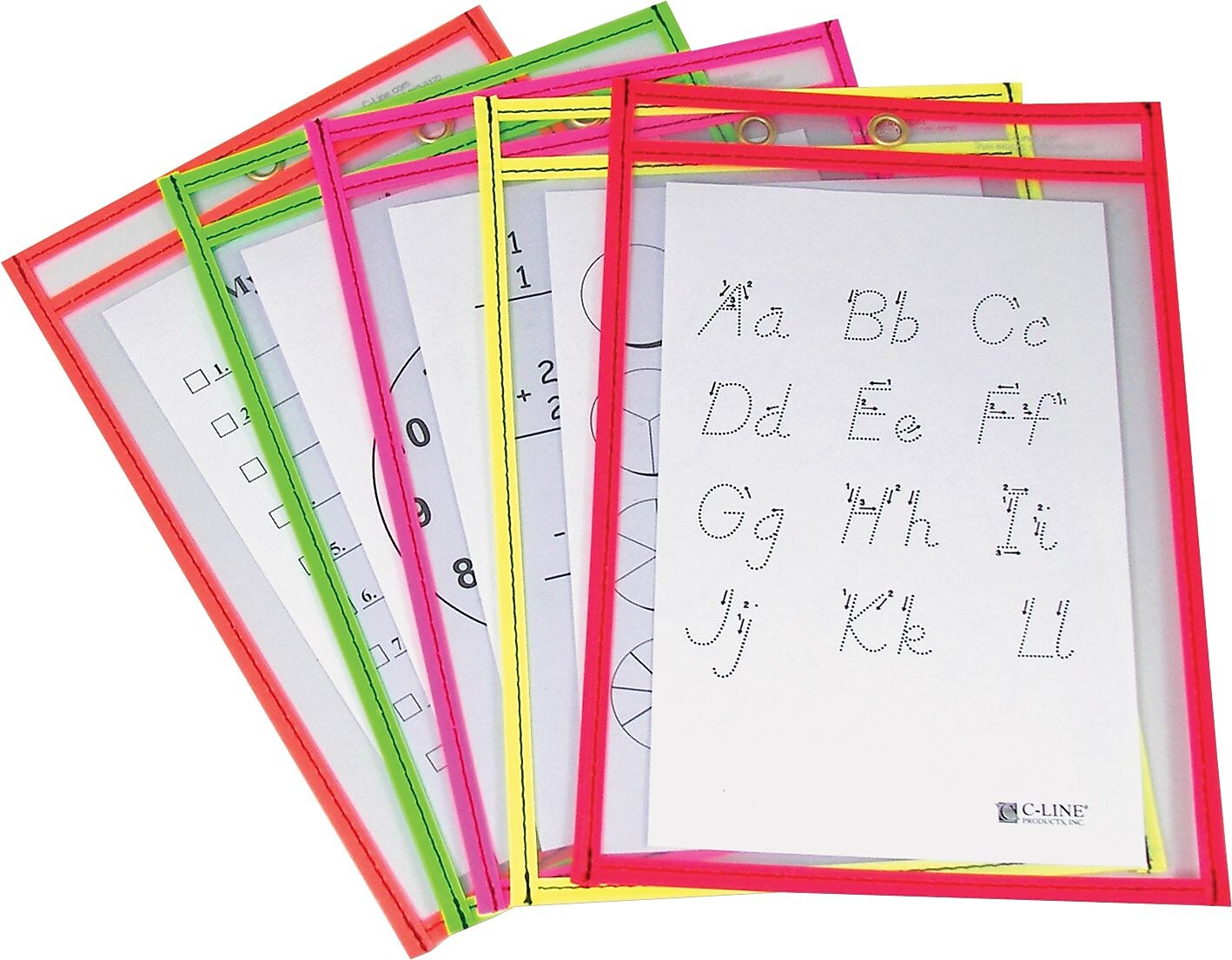 9" x 12" Reusable Dry Erase Pockets Neon, 25/pack