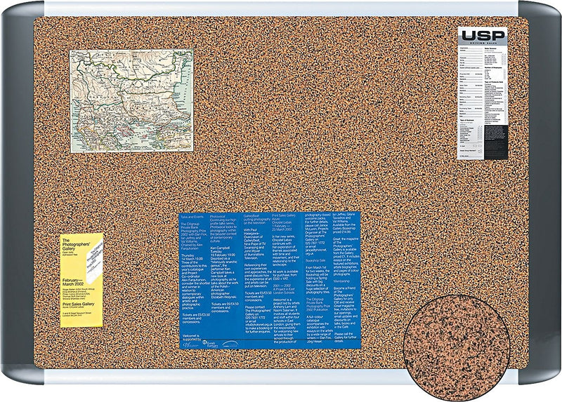 MasterVision® 36"W x 24"H Tech Cork Board, Silver/Black Frame
