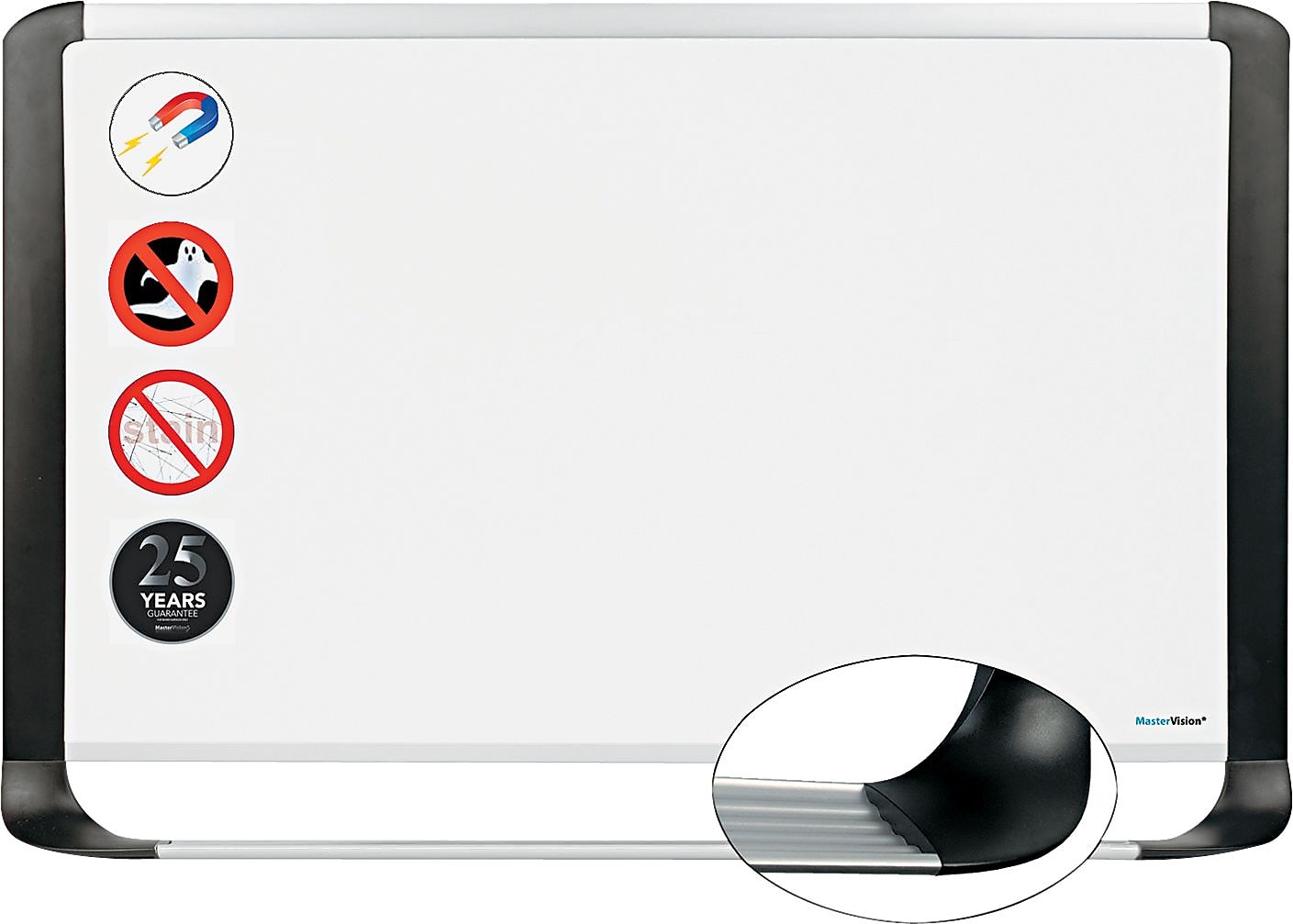 MasterVision® Porcelain Magnetic Dry Erase Board, Aluminum Frame, 48" x 96" (BVCMVI210401)