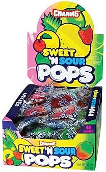 Charms Sweet & Sour Pops Lollipops, Assorted Flavors, 48/Box (209-00128)