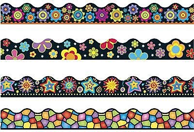 Trend Terrific Trimmers, Brights on Black, 48/Pack (T92919)