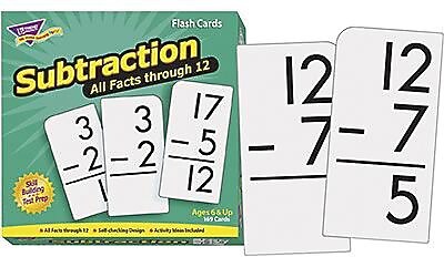 Subtraction 0-12 All Facts Skill Drill Flash Cards for Grades 1-4, 169 Pack (T-53202)