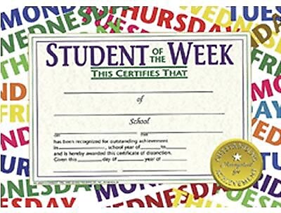 Hayes Student of the Week Certificate, 8.5" x 11", Pack of 30 (H-VA529)