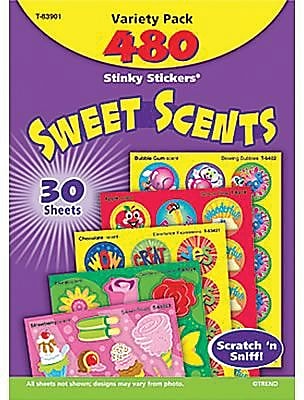 Trend Stinky Stickers® Scratch-and-Sniff Variety Pack, Mixed Shapes/Round, 480/PK
