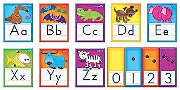 Trend Enterprises Awesome Animals Alphabet Bulletin Board Set, 36 pieces (T-8265)