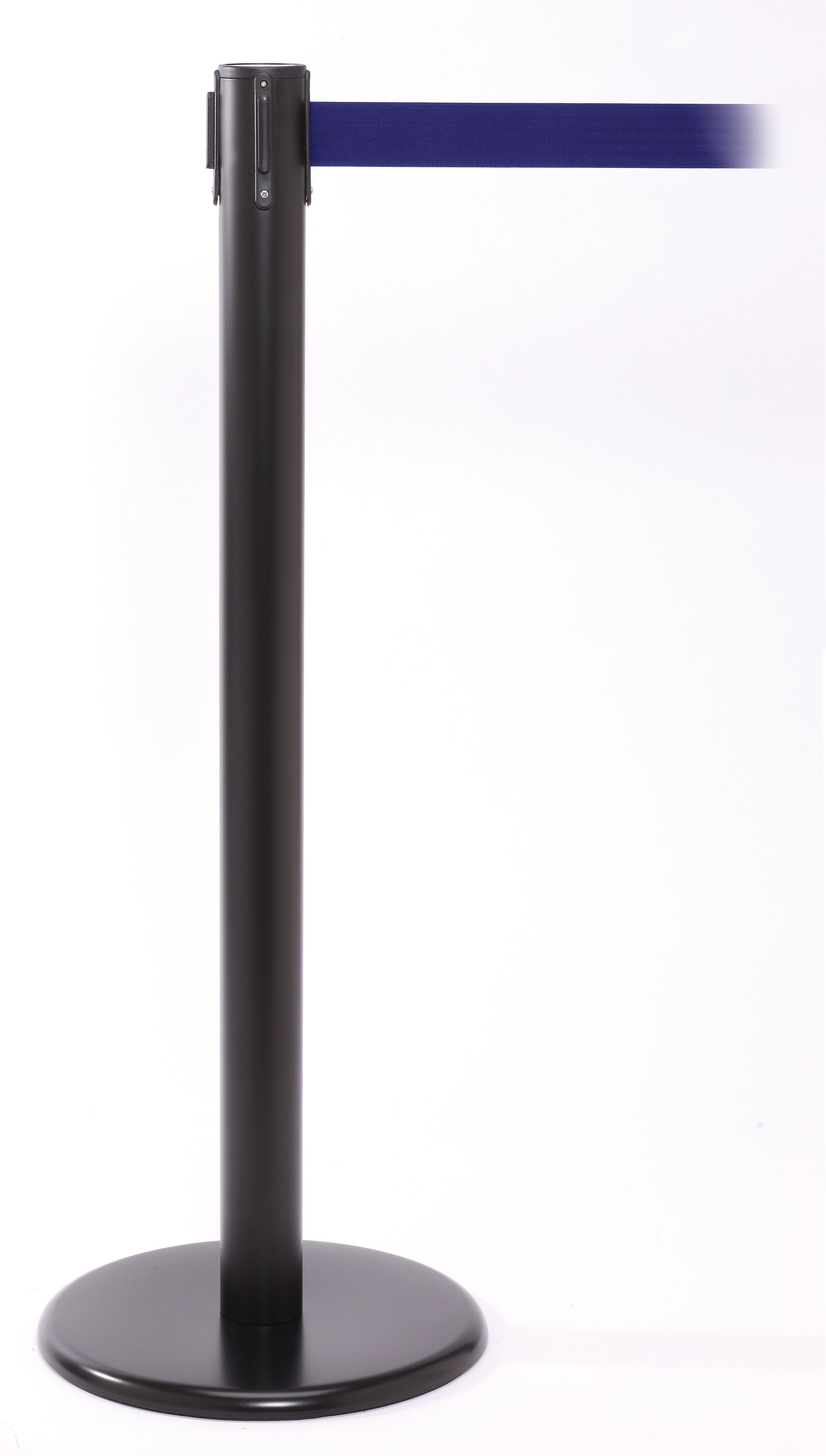 QPro 250 Black Retractable Belt Barrier with 11' Blue Belt (PRO250B-BL)
