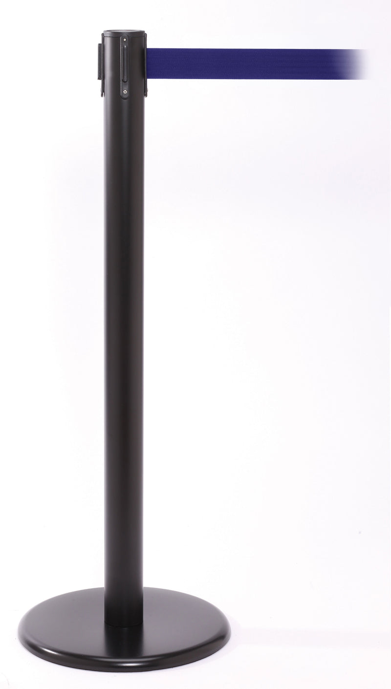 QPro 250 Black Retractable Belt Barrier with 11' Blue Belt (PRO250B-BL)