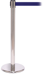 QPro 250 Polished Stainless Steel Retractable Belt Barrier with 11' Blue Belt (PRO250PS-BL)