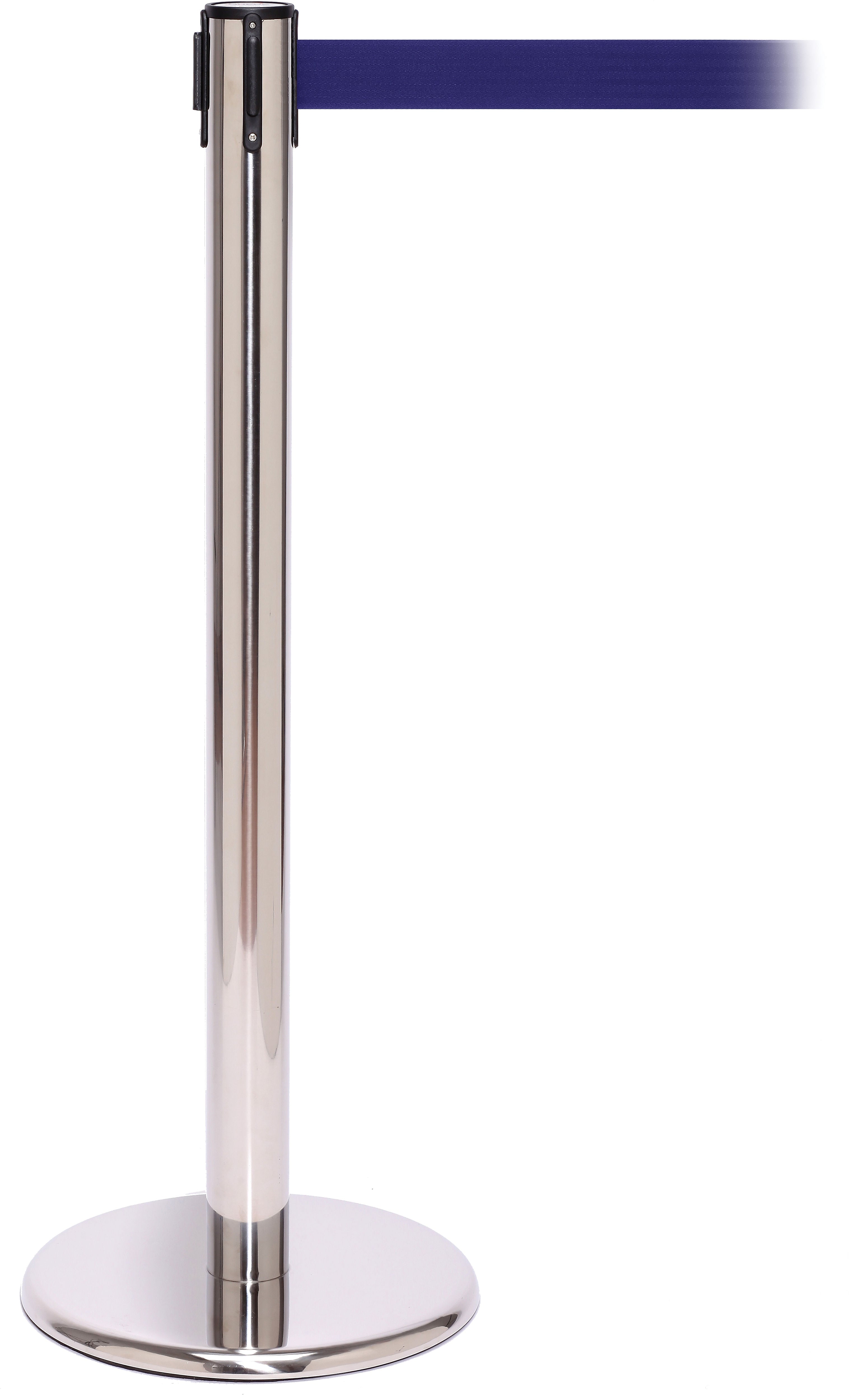 QPro 250 Polished Stainless Steel Retractable Belt Barrier with 11' Blue Belt (PRO250PS-BL)