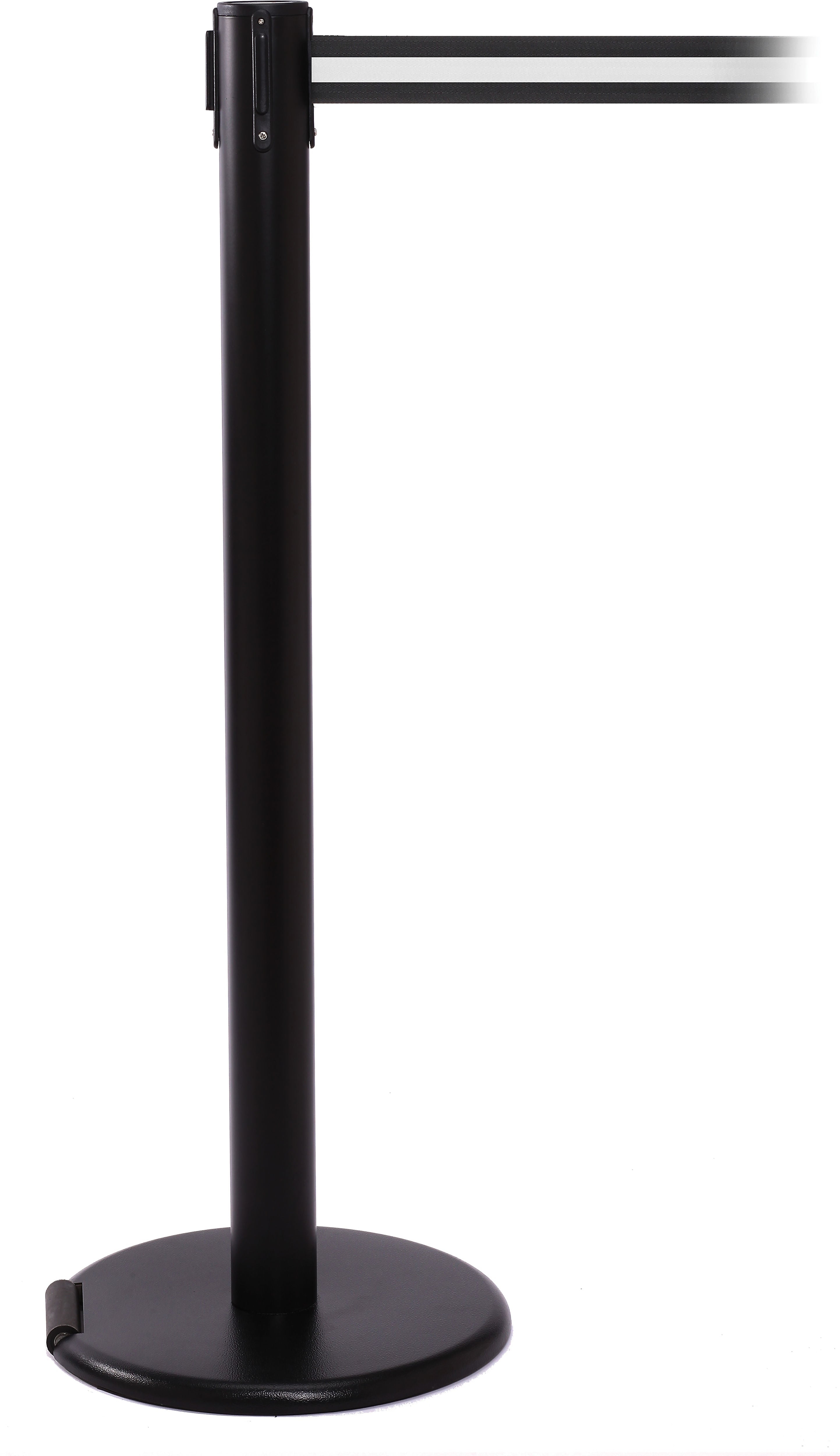 RollerPro 250 Black Rolling Retractable Belt Barrier with 11' Black/White Belt (ROL250B-BW)