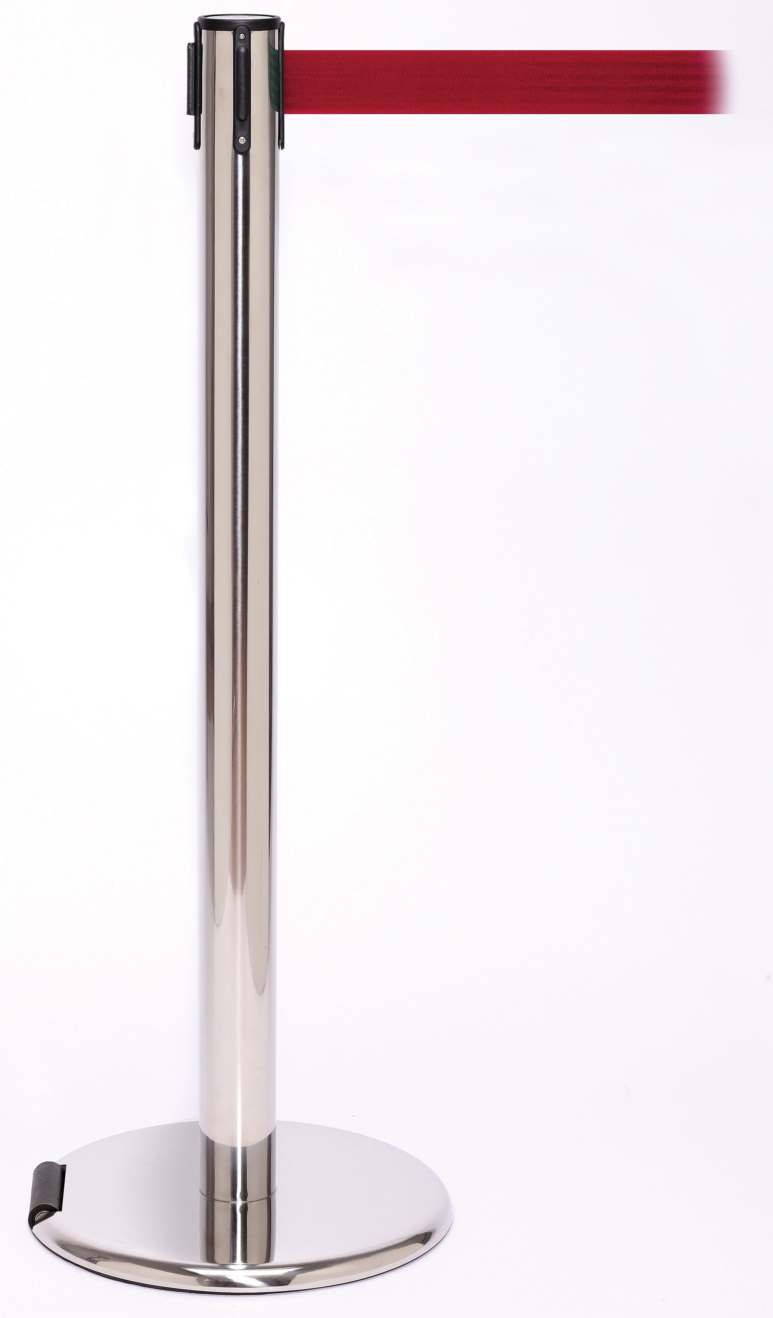 RollerPro 250 Stainless Steel Rolling Retractable Belt Barrier with 11' Red Belt (ROL250PS-RD)