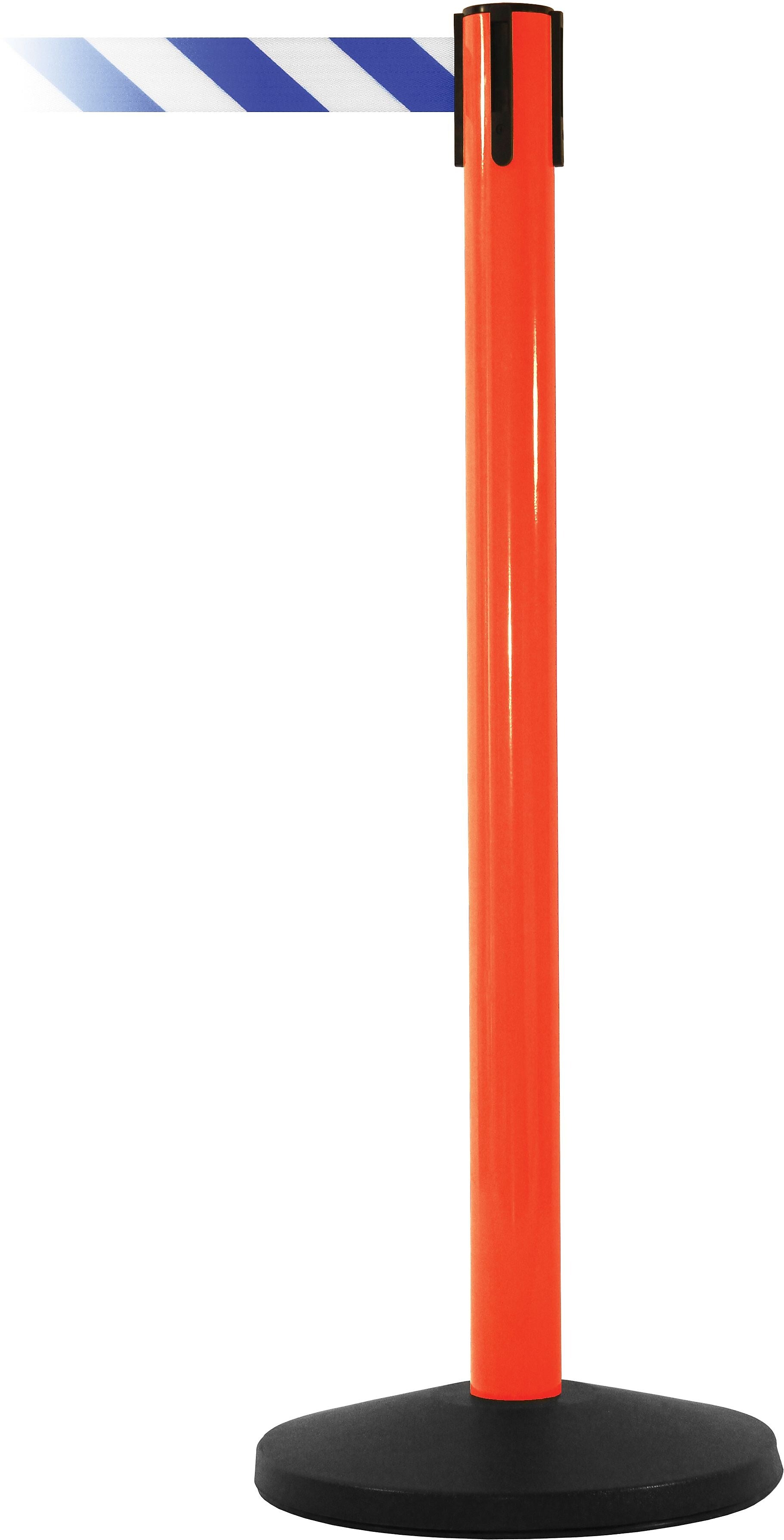 SafetyMaster 450 Orange Retractable Belt Barrier with 8.5' Blue/White Belt (SM450O-BLW)