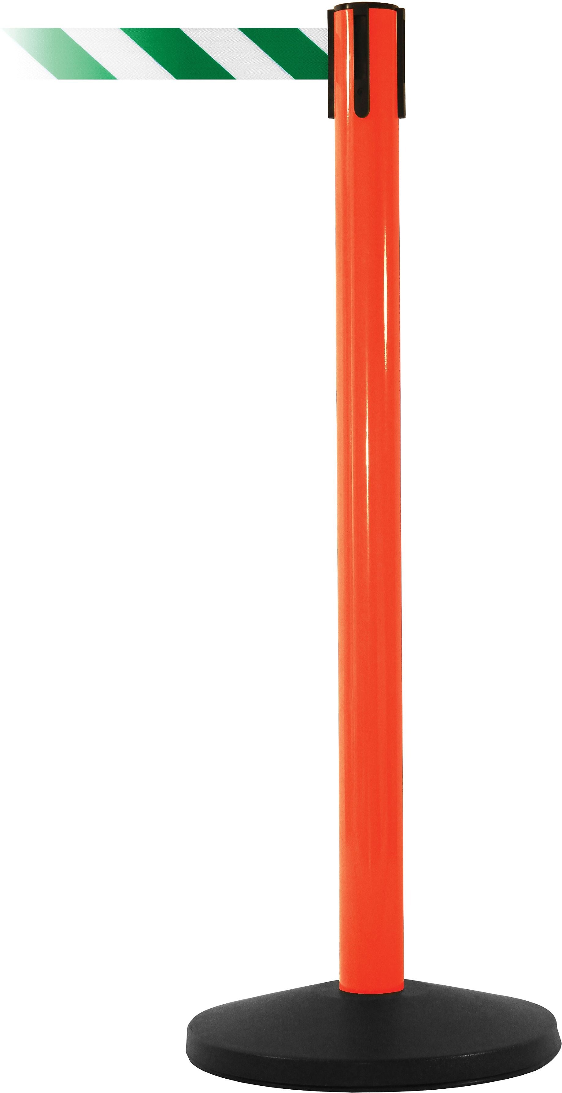 SafetyMaster 450 Orange Retractable Belt Barrier with 8.5' Green/White Belt (SM450O-GNW)