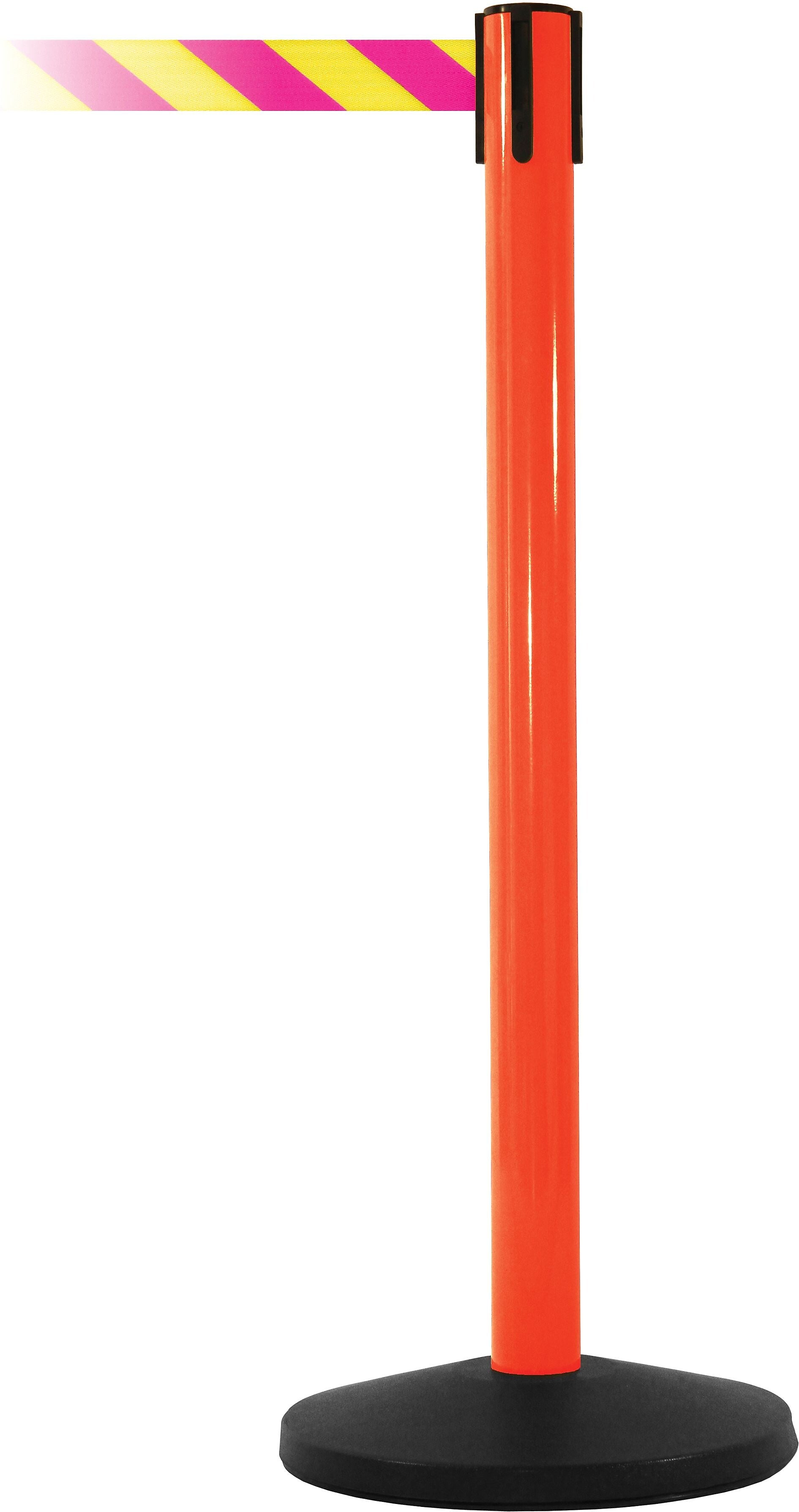SafetyMaster 450 Orange Retractable Belt Barrier with 8.5' Yellow/Magenta Belt (SM450O-YM)