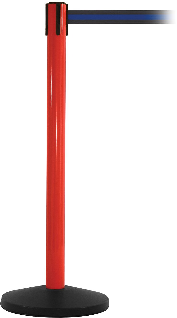 SafetyMaster 450 Red Retractable Belt Barrier with 8.5' Black/Blue Belt (SM450R-BBL)