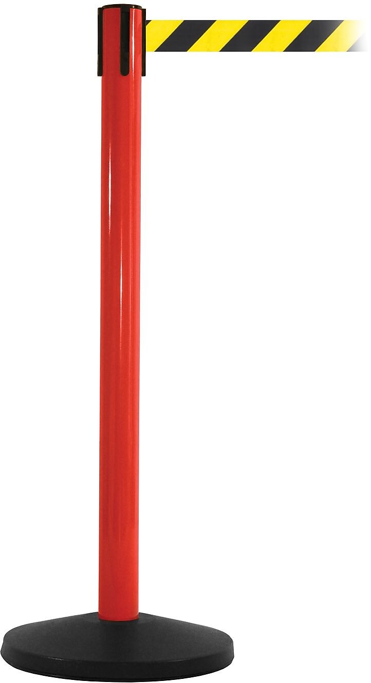 SafetyMaster 450 Red Retractable Belt Barrier with 8.5' Black/Yellow Belt (SM450R-BY)
