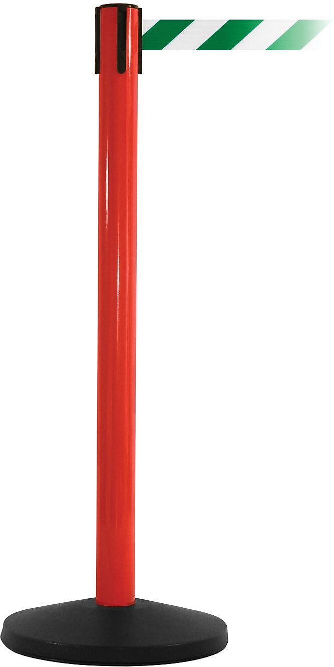 SafetyMaster 450 Red Retractable Belt Barrier with 8.5' Green/White Belt (SM450R-GNW)
