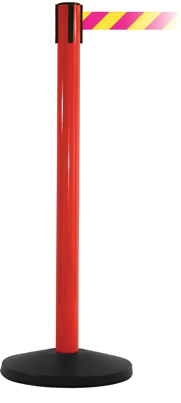 SafetyMaster 450 Red Retractable Belt Barrier with 8.5' Yellow/Magenta Belt (SM45oR-YM)