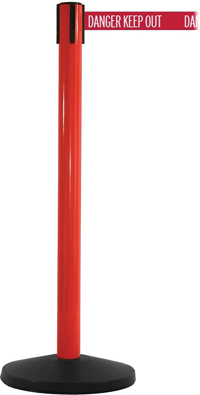SafetyMaster 450 Red Retractable Belt Barrier with 8.5' Red/White DANGER Belt (SM450R-RWD)