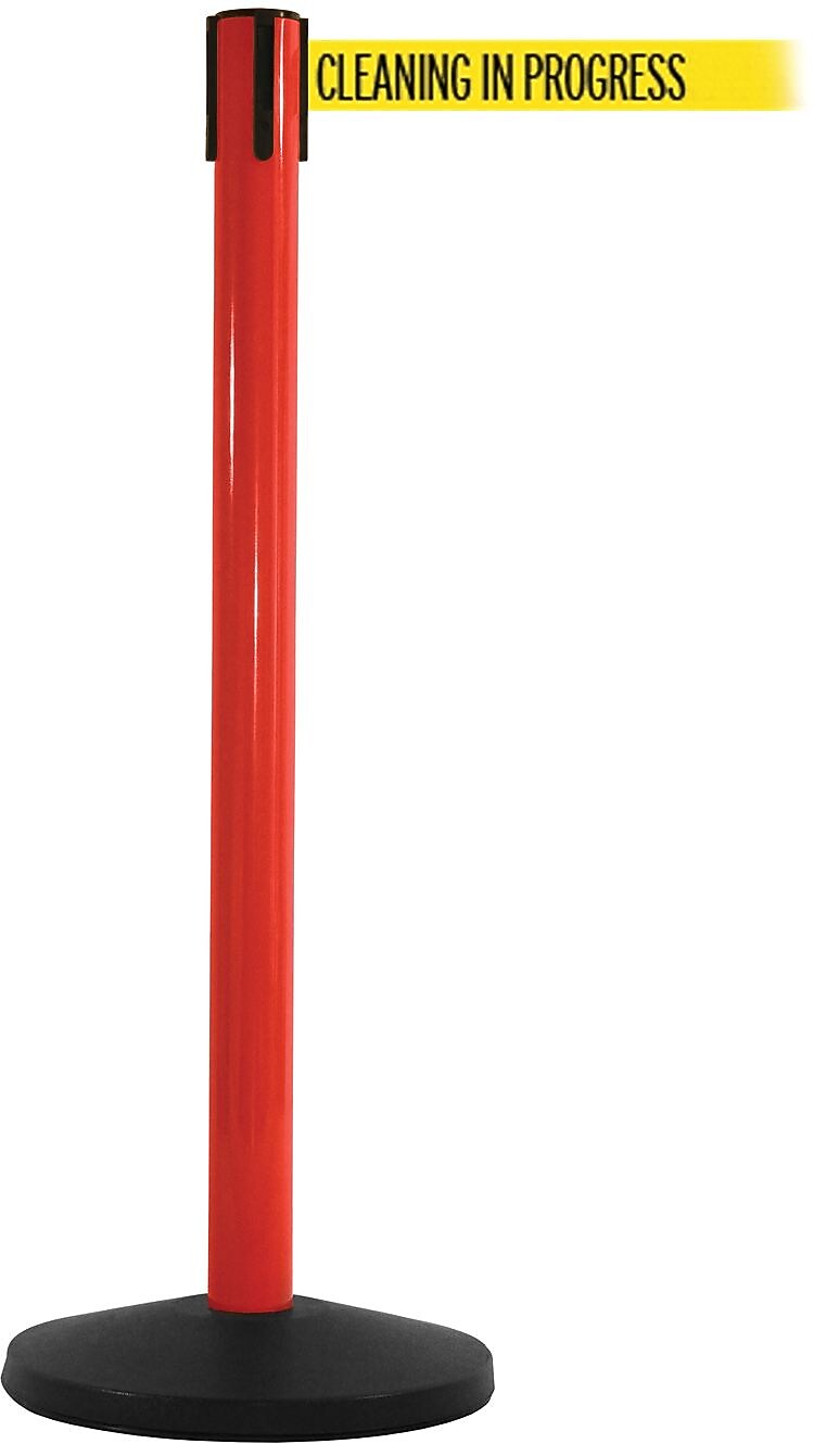 SafetyMaster 450 Red Retractable Belt Barrier with 8.5' Yellow/Black CLEAN Belt