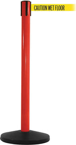 SafetyMaster 450 Red Retractable Belt Barrier with 8.5' Yellow/Black WET FLOOR Belt