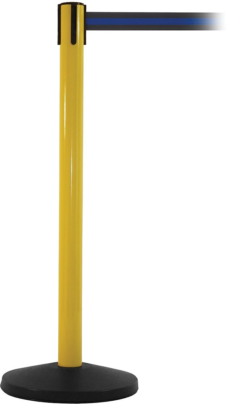 SafetyMaster 450 Yellow Retractable Belt Barrier with 8.5' Black/Blue Belt (SM450Y-BBL)