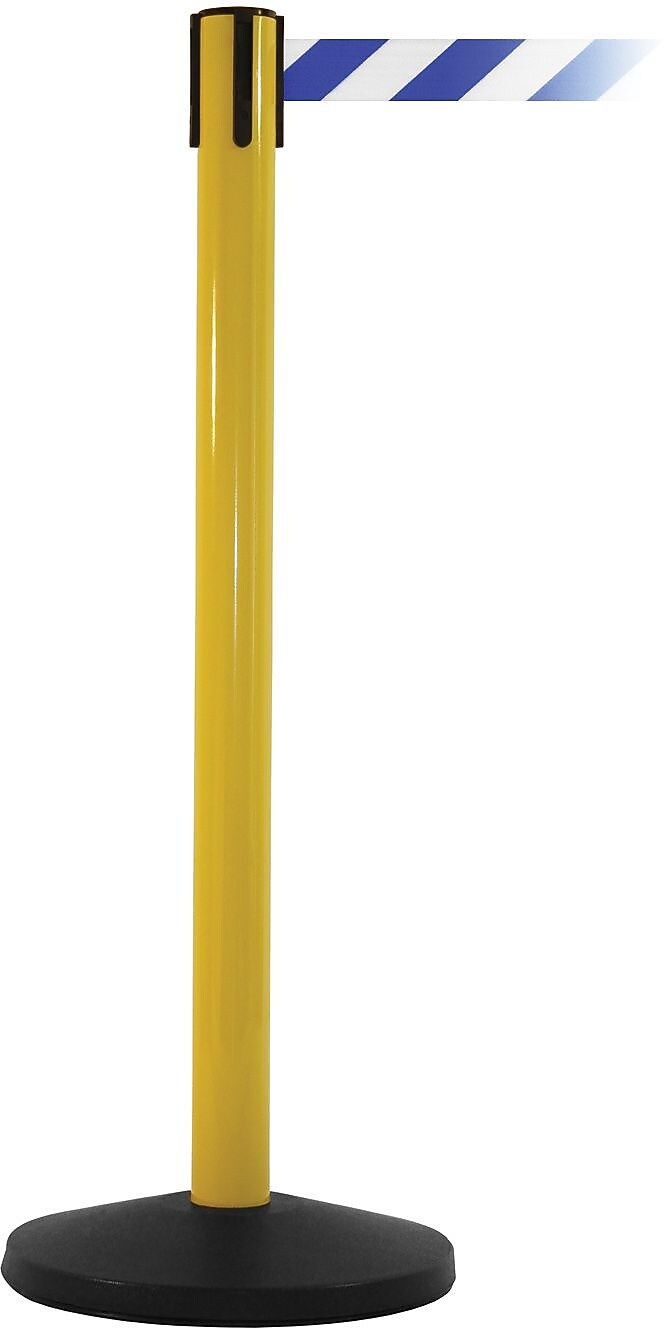 SafetyMaster 450 Yellow Retractable Belt Barrier with 8.5' Blue/White Belt