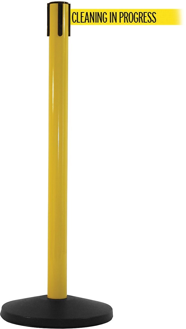 SafetyMaster 450 Yellow Retractable Belt Barrier with 8.5' Yellow/Black CLEAN Belt (SM450Y-YBCIP)