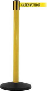 SafetyMaster 450 Yellow Retractable Belt Barrier with 8.5' Yellow/Black WET FLOOR Belt (SM450Y-YBCWF)