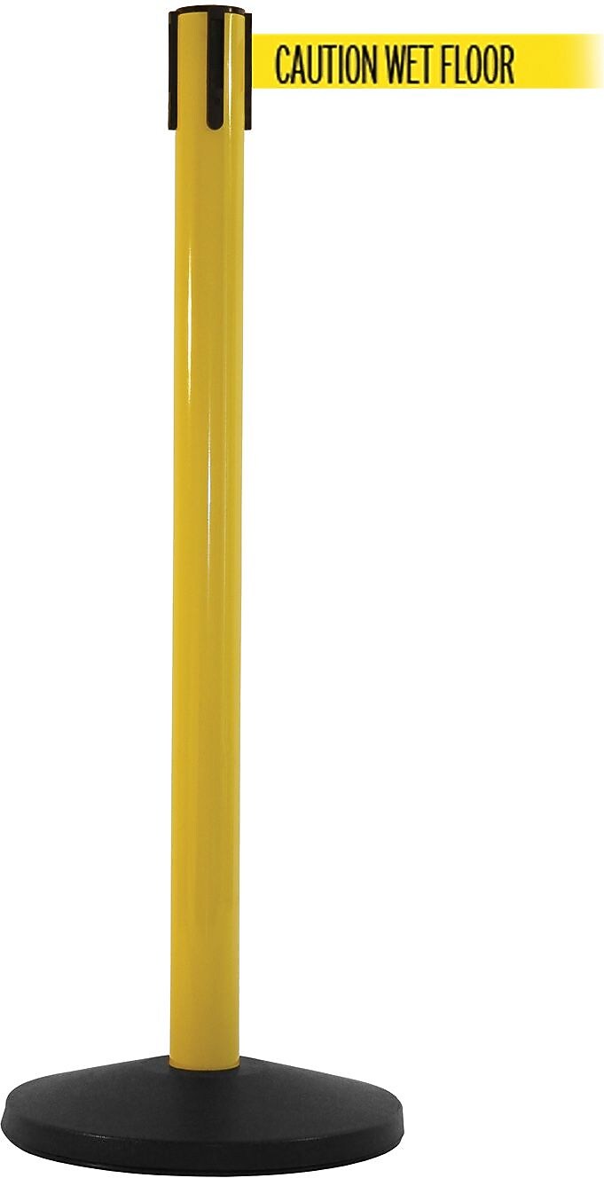 SafetyMaster 450 Yellow Retractable Belt Barrier with 8.5' Yellow/Black WET FLOOR Belt (SM450Y-YBCWF)