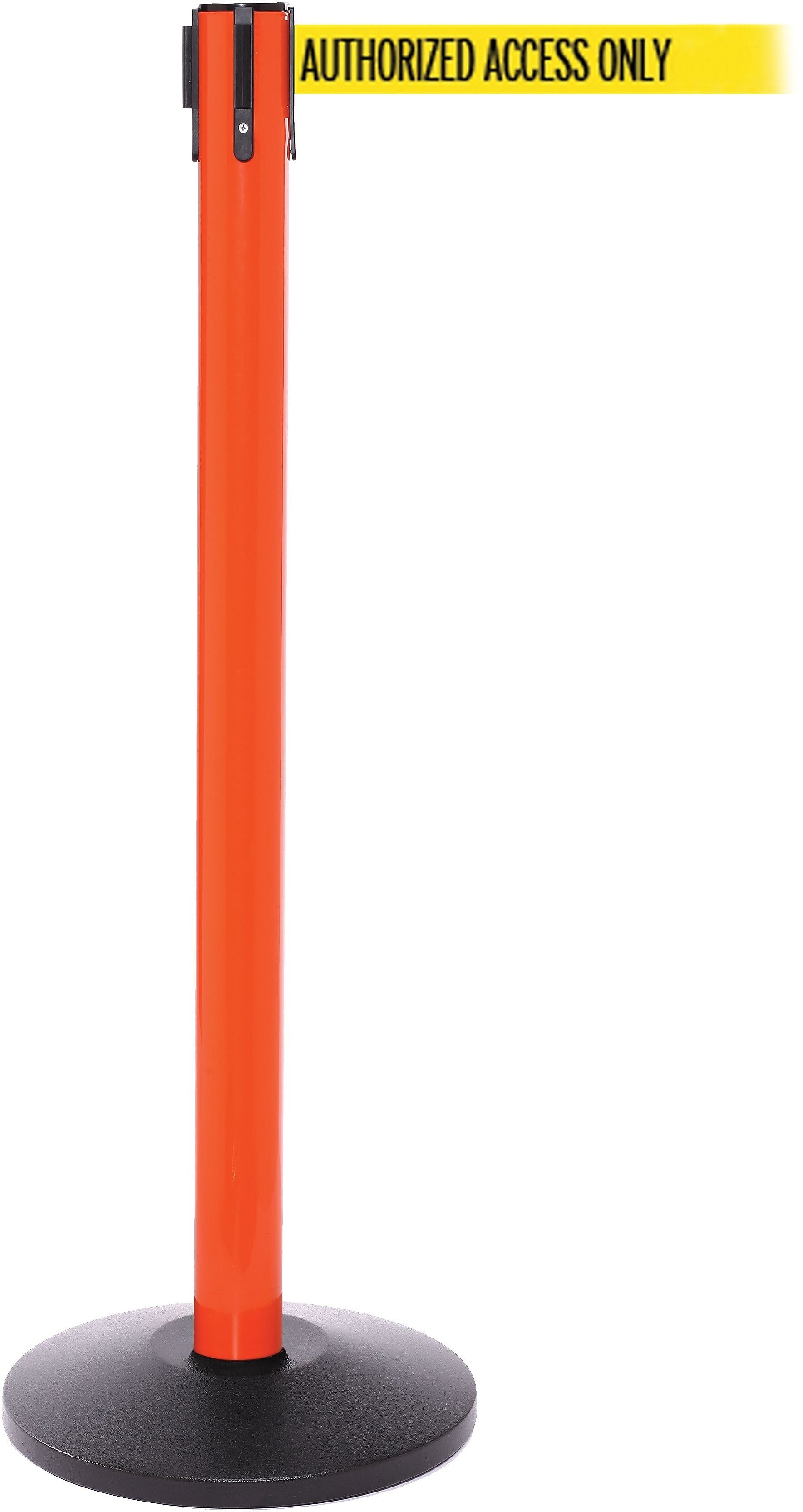 SafetyPro 250 Orange Retractable Belt Barrier with 11' Yellow/Black AUTHORIZED Belt